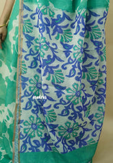 Jade Green - Soft linen cotton saree with  Shibori Pritns